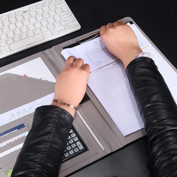 A4 Conference Folder Soft Leather Portfolio Organiser with Calculator