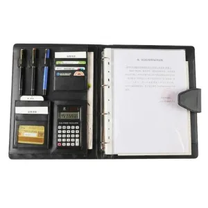 A4 Conference Folder Soft Leather Portfolio Organiser with Calculator