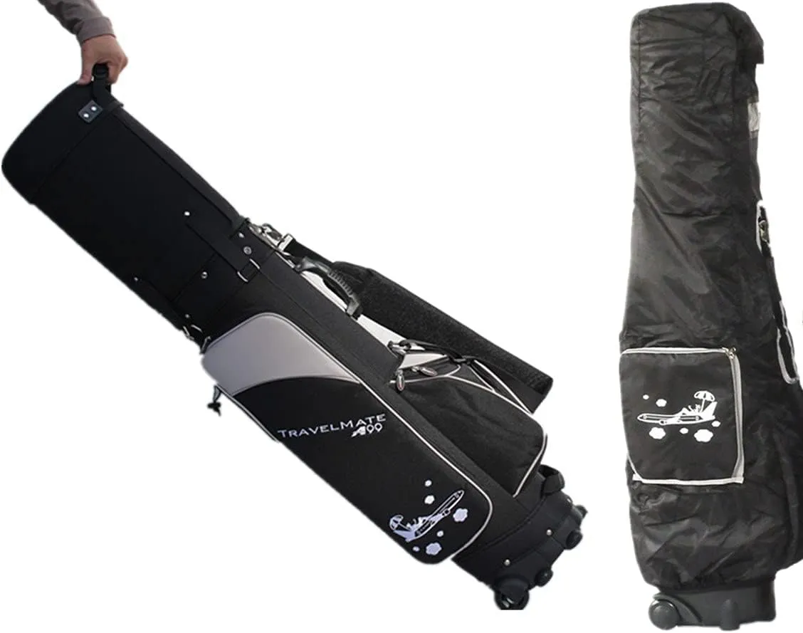 A99Golf Travel Mate III with Skin Wheeled Cover W. TSA Lock Golf Travel Bag Travel Cover Luggage for Golf Clubs Air Porter Journey Travel Cover(Blk/Grey)
