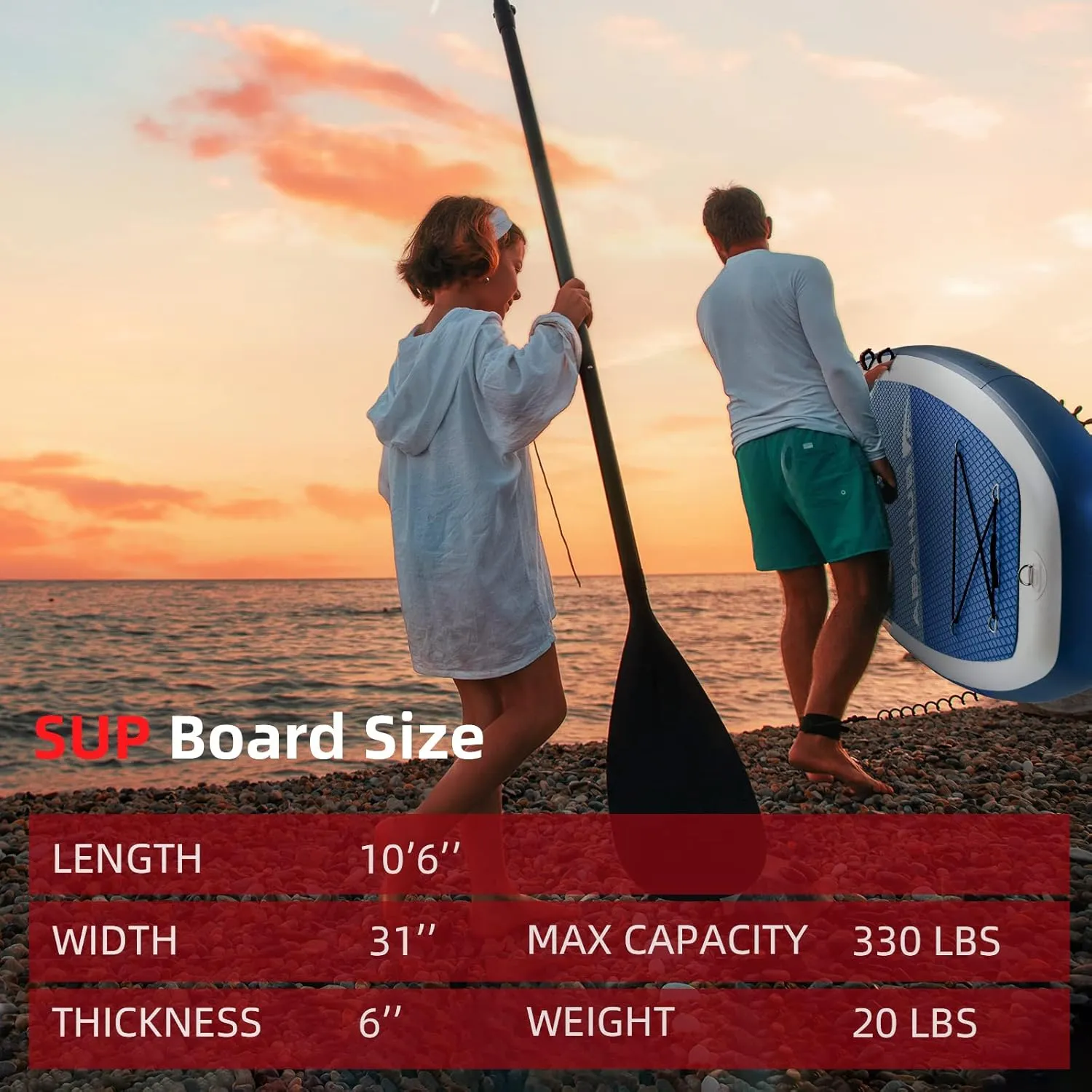 Abahub Inflatable SUP, Wide 10'6" x 31"/34" x 10'6" iSUP, Blue Standup Paddleboard with Adjustable SUP Kayak Paddle, for Yoga, Paddle Board, Kayaking, Surf, Canoe, Fishing