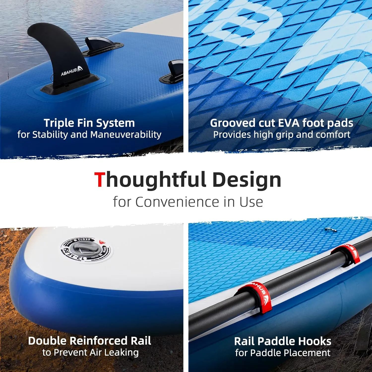 Abahub Inflatable SUP, Wide 10'6" x 31"/34" x 10'6" iSUP, Blue Standup Paddleboard with Adjustable SUP Kayak Paddle, for Yoga, Paddle Board, Kayaking, Surf, Canoe, Fishing