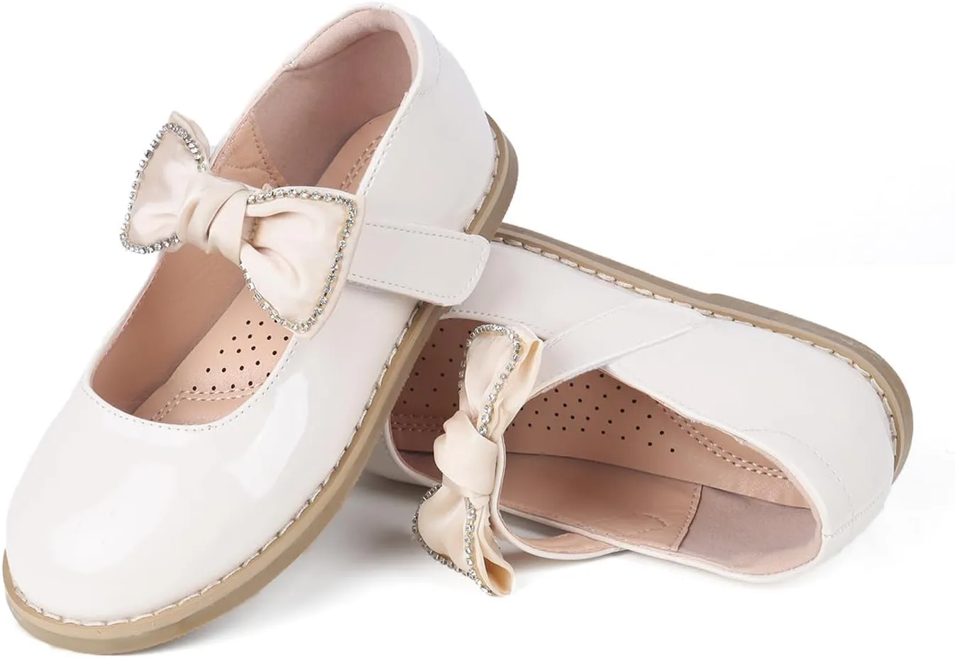ADAMUMU Toddler Dress Shoes Flower Girl Shoes for Weeding Cute Toddler Mary Jane Shoes Lace Flore Ballet Flat for Walking, Jumping