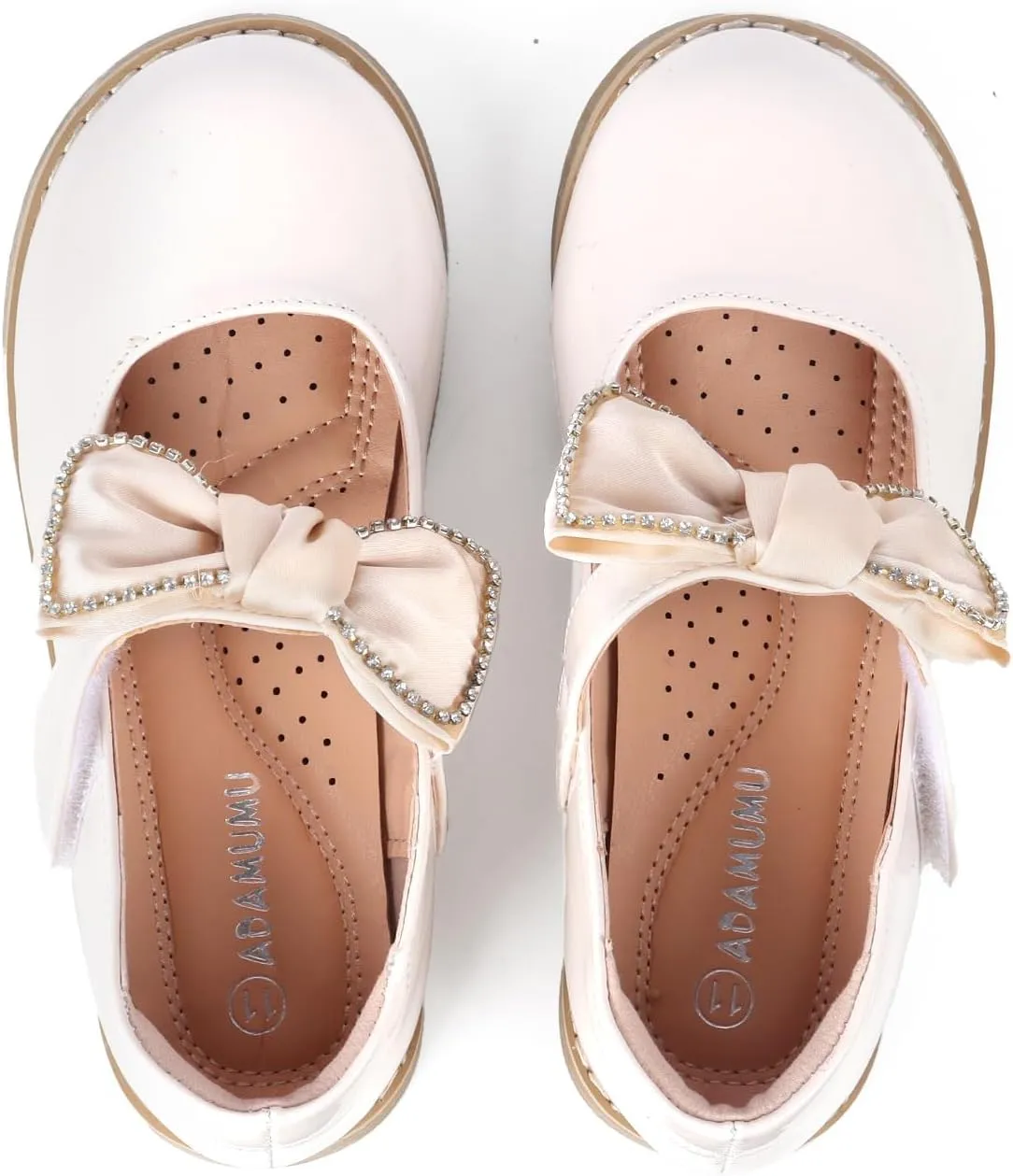 ADAMUMU Toddler Dress Shoes Flower Girl Shoes for Weeding Cute Toddler Mary Jane Shoes Lace Flore Ballet Flat for Walking, Jumping