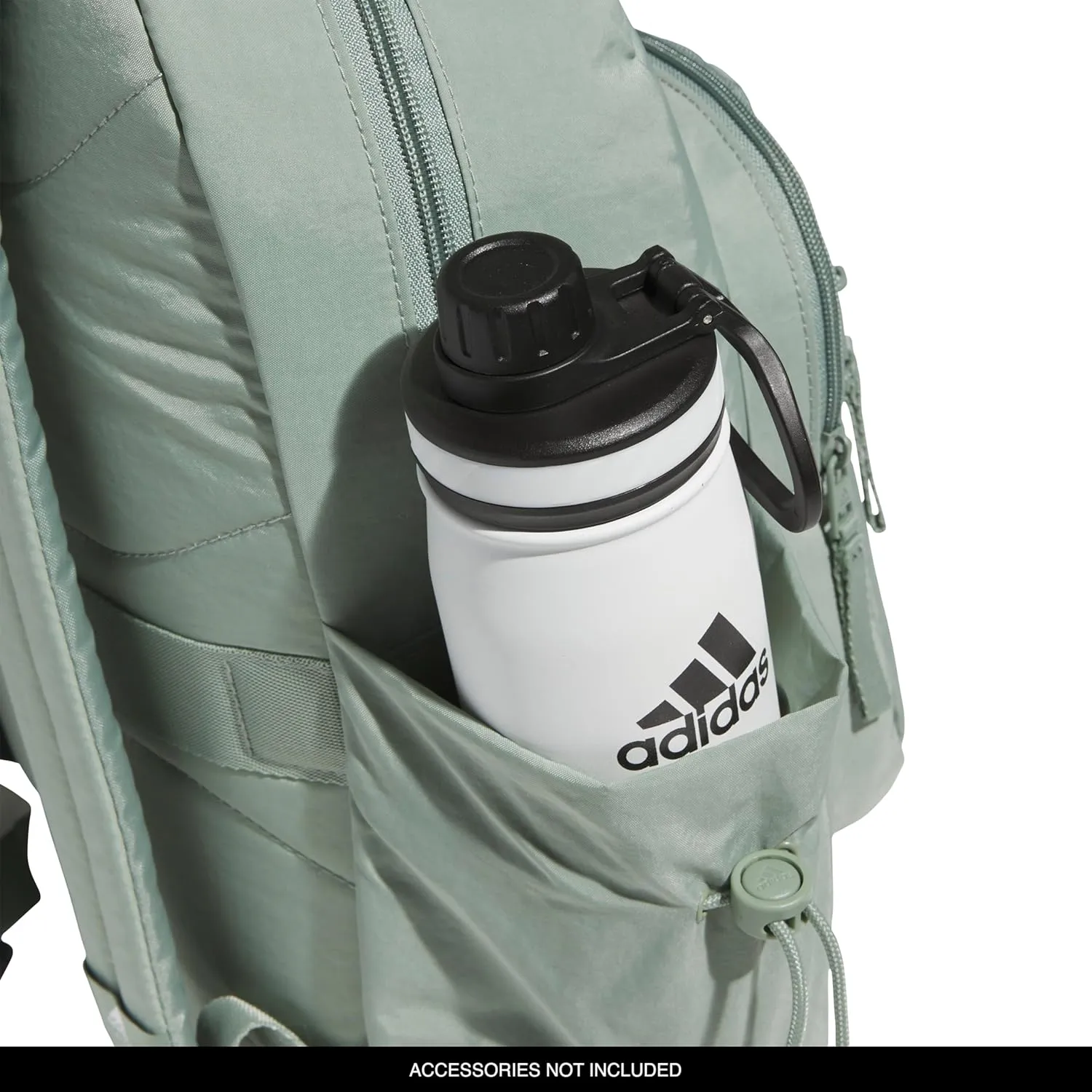 adidas Weekender Mini Backpack for Women and Men, Small Fashion Bag with Laptop Sleeve, Silver Green, One Size