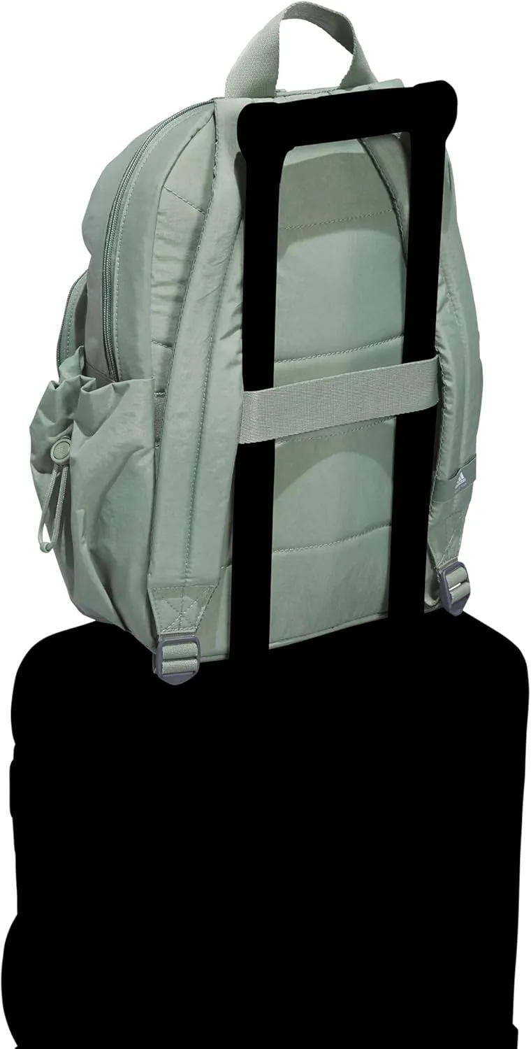 adidas Weekender Mini Backpack for Women and Men, Small Fashion Bag with Laptop Sleeve, Silver Green, One Size