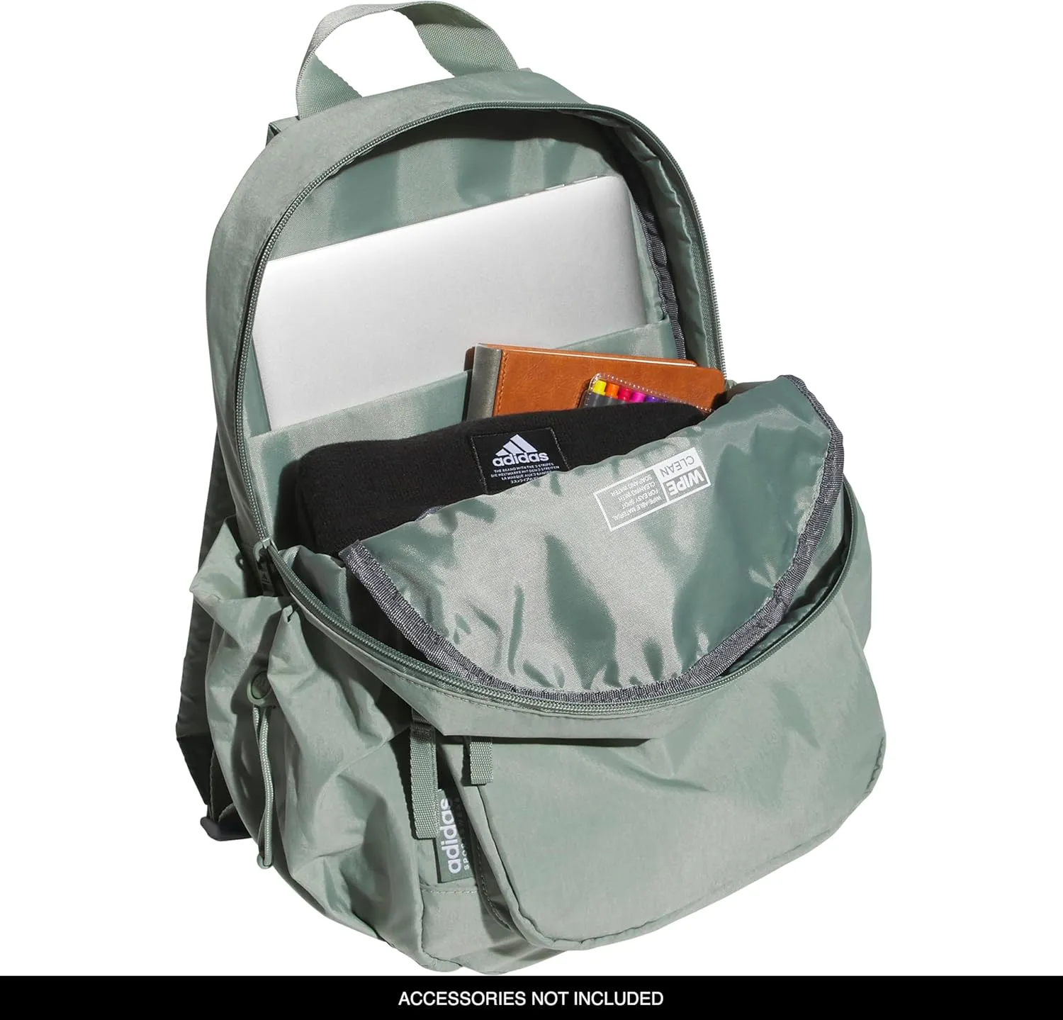 adidas Weekender Mini Backpack for Women and Men, Small Fashion Bag with Laptop Sleeve, Silver Green, One Size