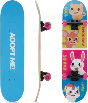 Adopt Me 31" Skateboard Great for Kids and Teens Cruiser Skateboard with ABEC 5 Bearings, Durable Deck, Smooth Wheels
