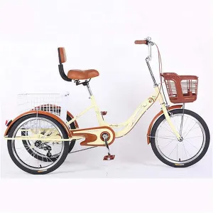 Adult Tricycle, Adult Trikes for Shopping Travel Tricycle for Adult 1 Speed 20inch 3-Wheel Trike with Basket Three Wheeled for Women Men Or Dogs Dustproof Bag Recumbent Bicycle