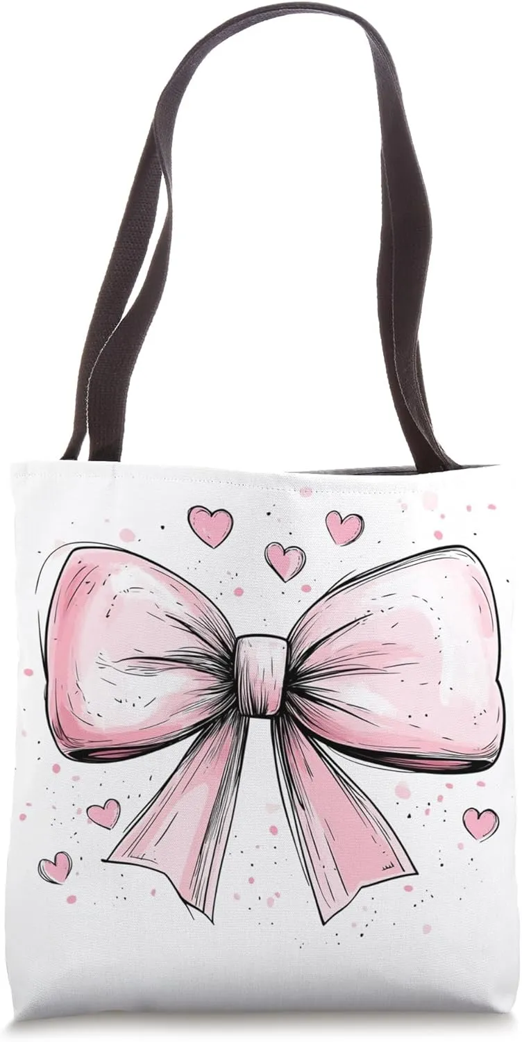 Aesthetic Pink Bow || Heart Love Romantic Heart || girly Tote Bag