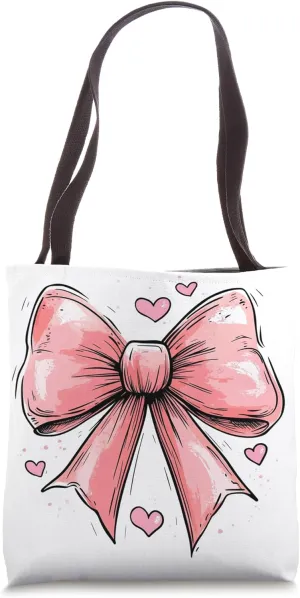 Aesthetic Pink Bow || Heart Love Romantic Heart || girly Tote Bag