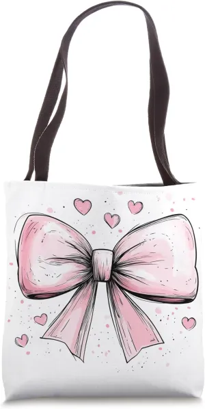Aesthetic Pink Bow || Heart Love Romantic Heart || girly Tote Bag