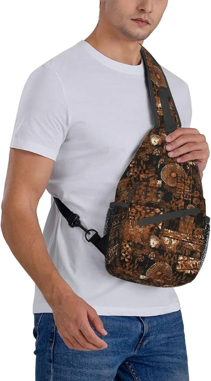 African Sling Bag Animal Skins Crossbody Chest Daypack Casual Backpack African Shoulder Bag African Gift