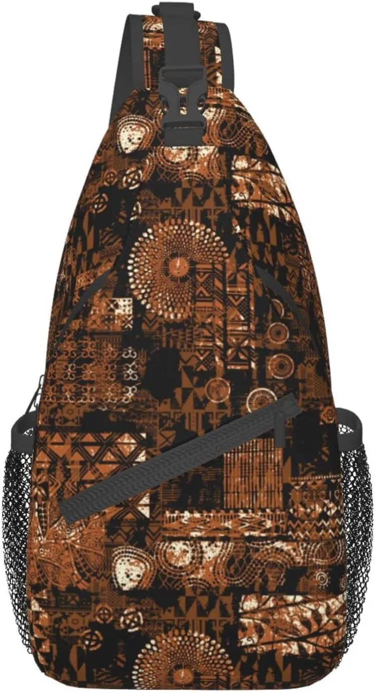 African Sling Bag Animal Skins Crossbody Chest Daypack Casual Backpack African Shoulder Bag African Gift
