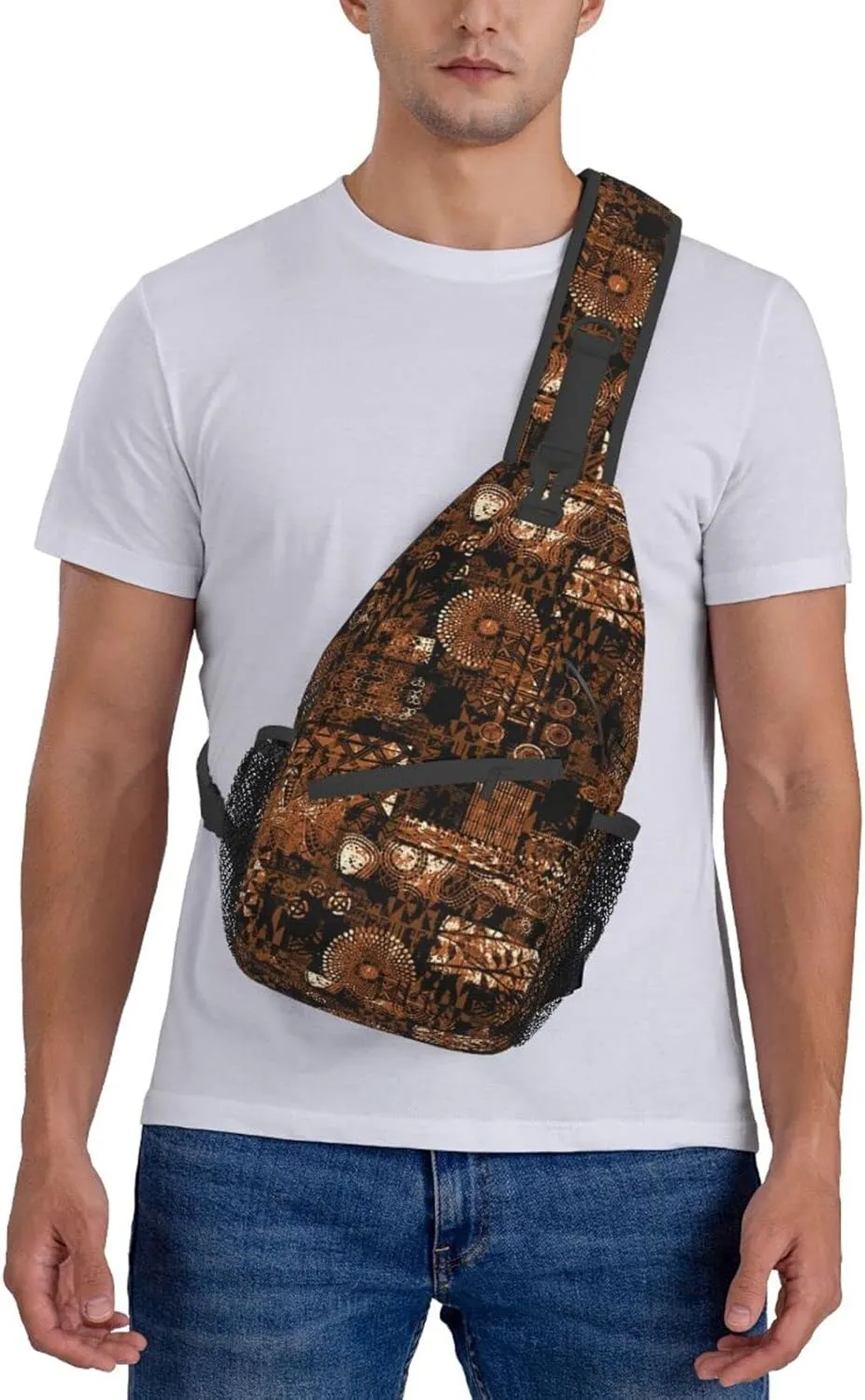 African Sling Bag Animal Skins Crossbody Chest Daypack Casual Backpack African Shoulder Bag African Gift