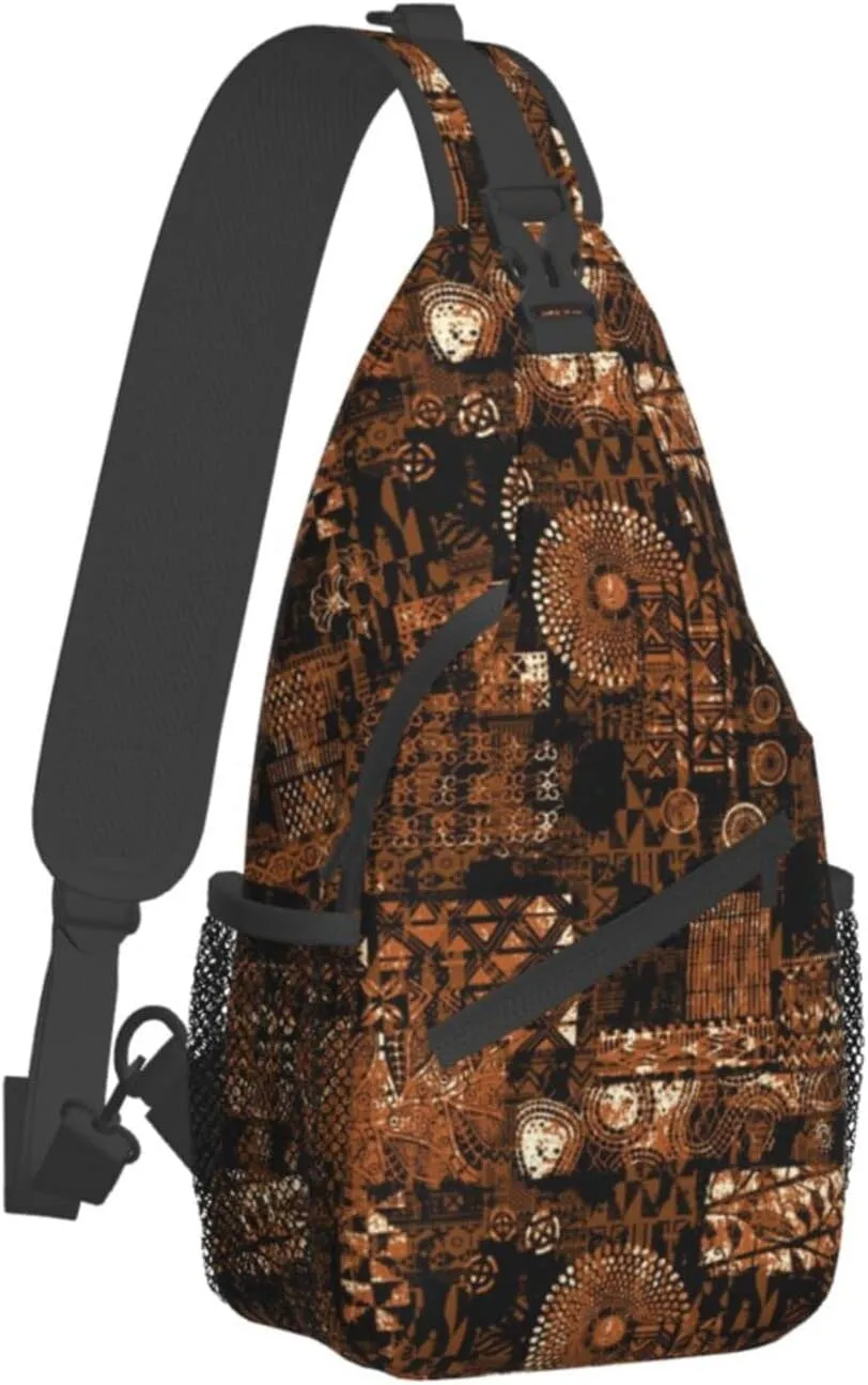 African Sling Bag Animal Skins Crossbody Chest Daypack Casual Backpack African Shoulder Bag African Gift