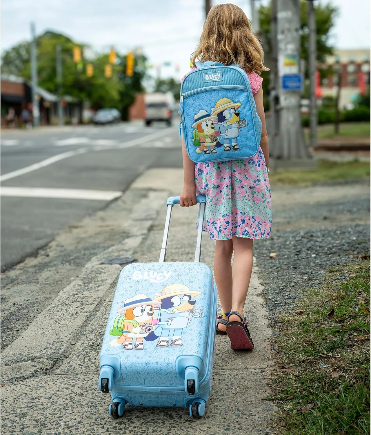 AI ACCESSORY INNOVATIONS Bluey Kids Luggage and Backpack Set - 18" Luggage Suitcase With Wheels, 13.75" Backpack