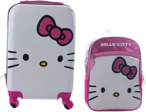 AI ACCESSORY INNOVATIONS Hello Kitty Girls Luggage and Backpack Set - 18" Luggage Suitcase With Wheels, 13.75" Backpack