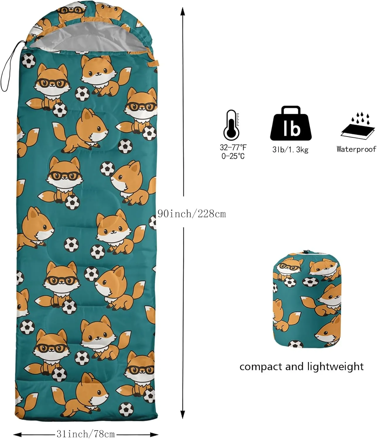 AILONEN Boys Sports Camping Sleeping Bags,Lightweight & Waterproof,3 Season Warm & Cool Weather,Black Player Basketball Sleeping Bags for Kids Adults,Travelling,Outdoors