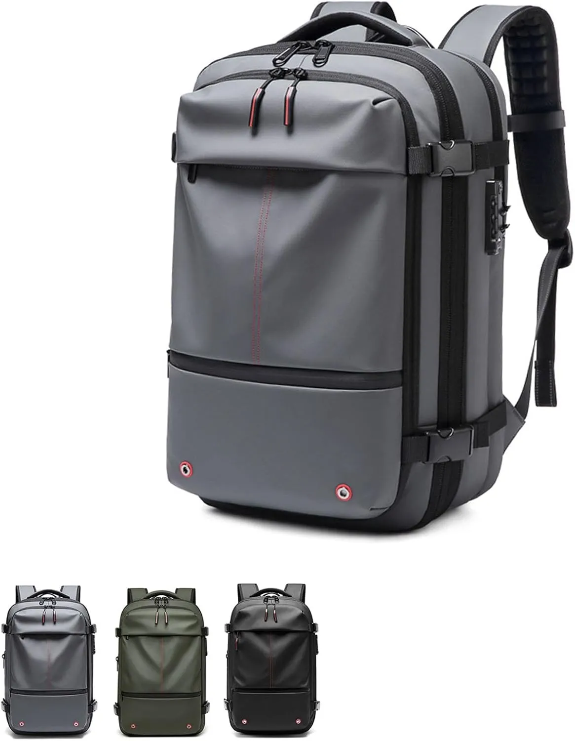 Air Seal Travel Bag With Vacuum, Space Vacuum Backpack, Coded Lock Expandable Anti Theft Backpac (Gray)