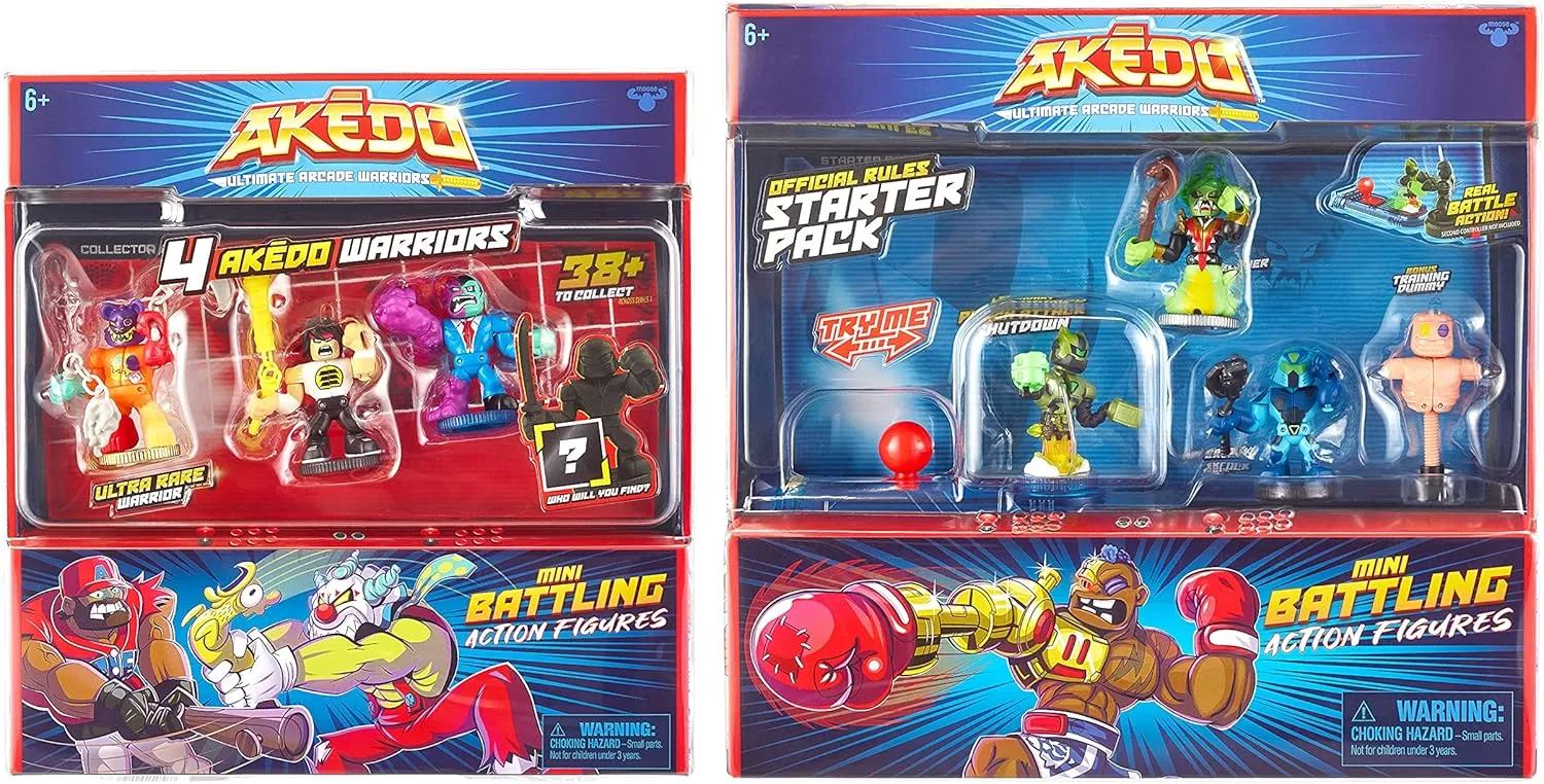 Akedo Ultimate Arcade Warriors Bundle - Mini Battling Action Figures for Amazon Exclusive