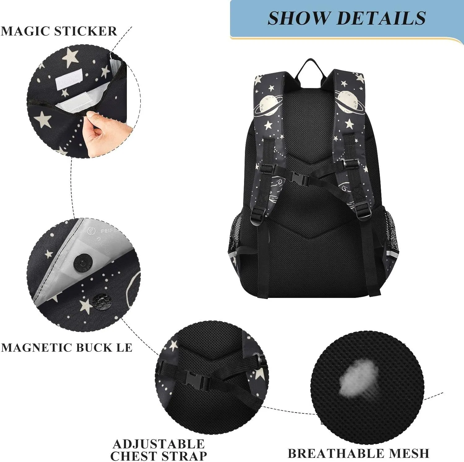 ALAZA Galaxy Planets Comets Constellations Stars Casual Backpack Bag Travel Knapsack Bags