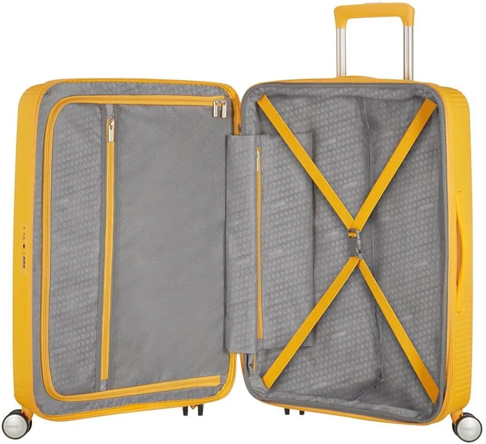 American Tourister Unisex-Adult's Soundbox, Yellow (Golden Yellow), Spinner M EXP (67 cm-71.5/81 L)