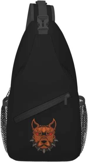 Angry Dog Head Crossbody Bags For Women Men Chest Backpack Gym Shoulder Bag Travel Outdoor Sports Casual Crossbody Bags