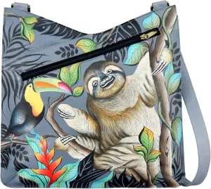 Anna by Anuschka Hand Painted Leather Women's V Top Large Crossbody