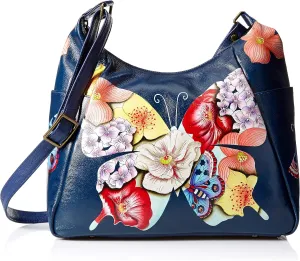 Anna By Anuschka Handpainted Large Multi Pocket Hobo