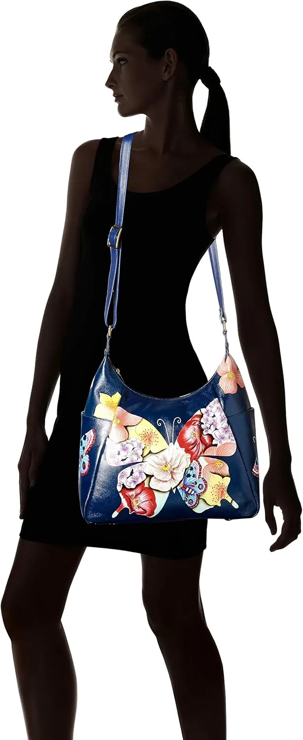 Anna By Anuschka Handpainted Large Multi Pocket Hobo