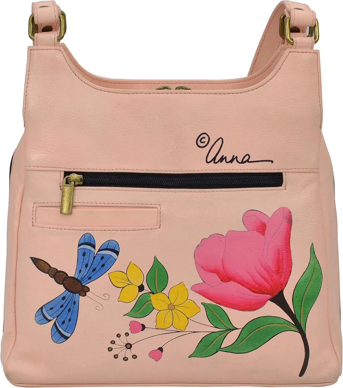 Anna by Anuschka Women Hand Painted Leather Triple Compartment Satchel