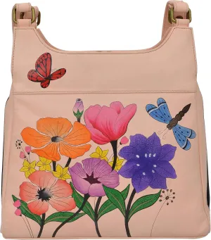 Anna by Anuschka Women Hand Painted Leather Triple Compartment Satchel