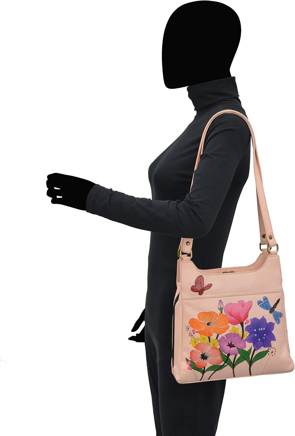 Anna by Anuschka Women Hand Painted Leather Triple Compartment Satchel