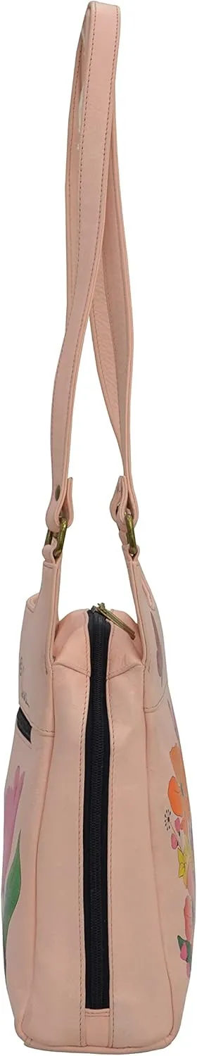 Anna by Anuschka Women Hand Painted Leather Triple Compartment Satchel