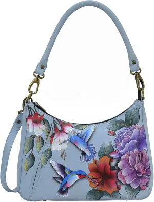 Anna by Anuschka Women's Hand-Painted Genuine Leather Large Top Zip Hobo
