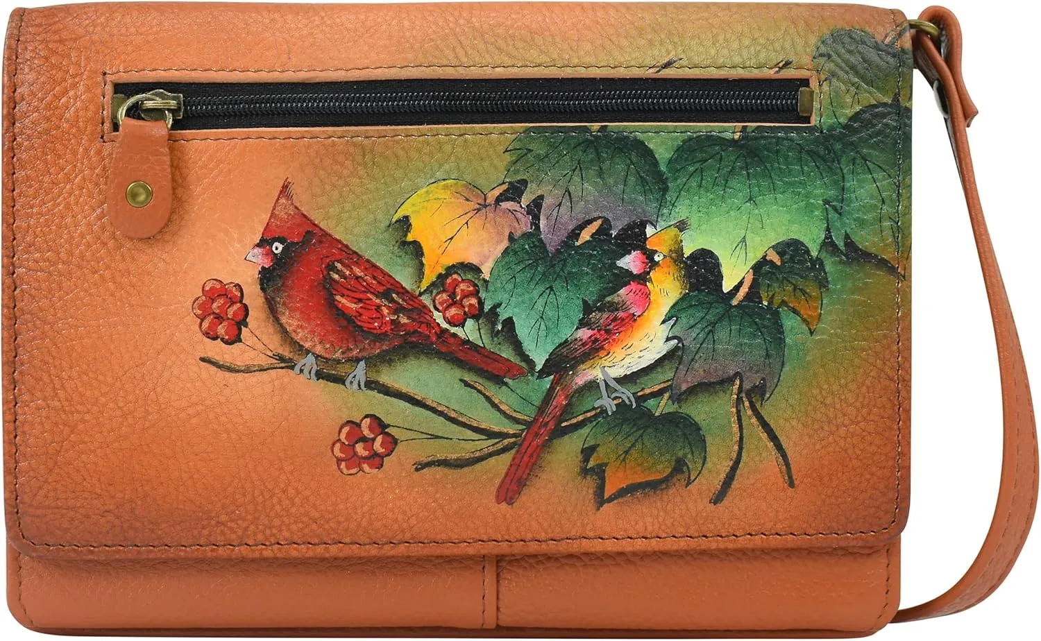 Anna by Anuschka Women’s Hand-Painted Genuine Leather Organizer Wallet On a String