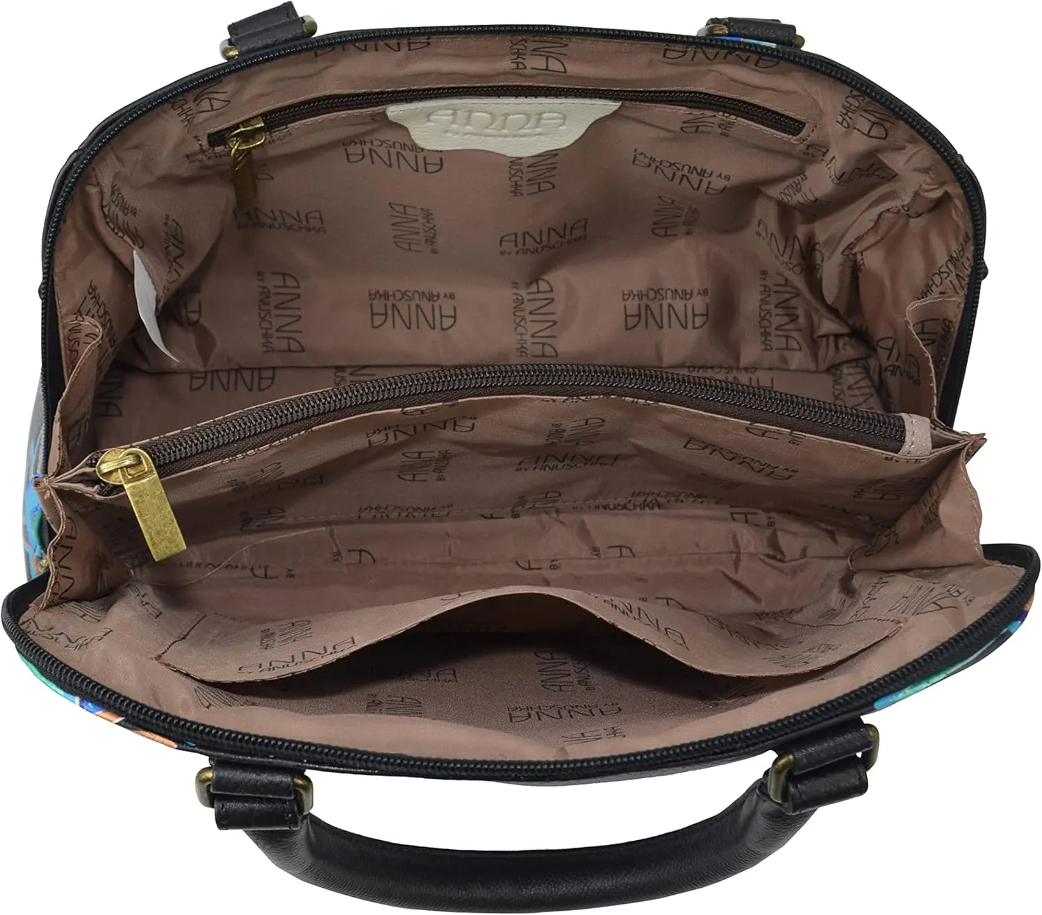 Anna by Anuschka Women's Hand-Painted Leather Wide Organizer Satchel