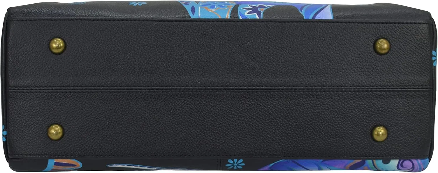 Anna by Anuschka Women's Hand-Painted Leather Wide Organizer Satchel