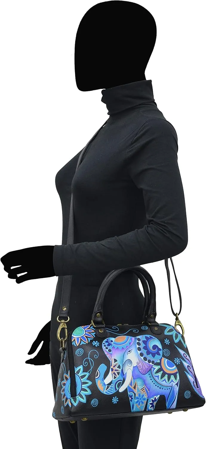 Anna by Anuschka Women's Hand-Painted Leather Wide Organizer Satchel