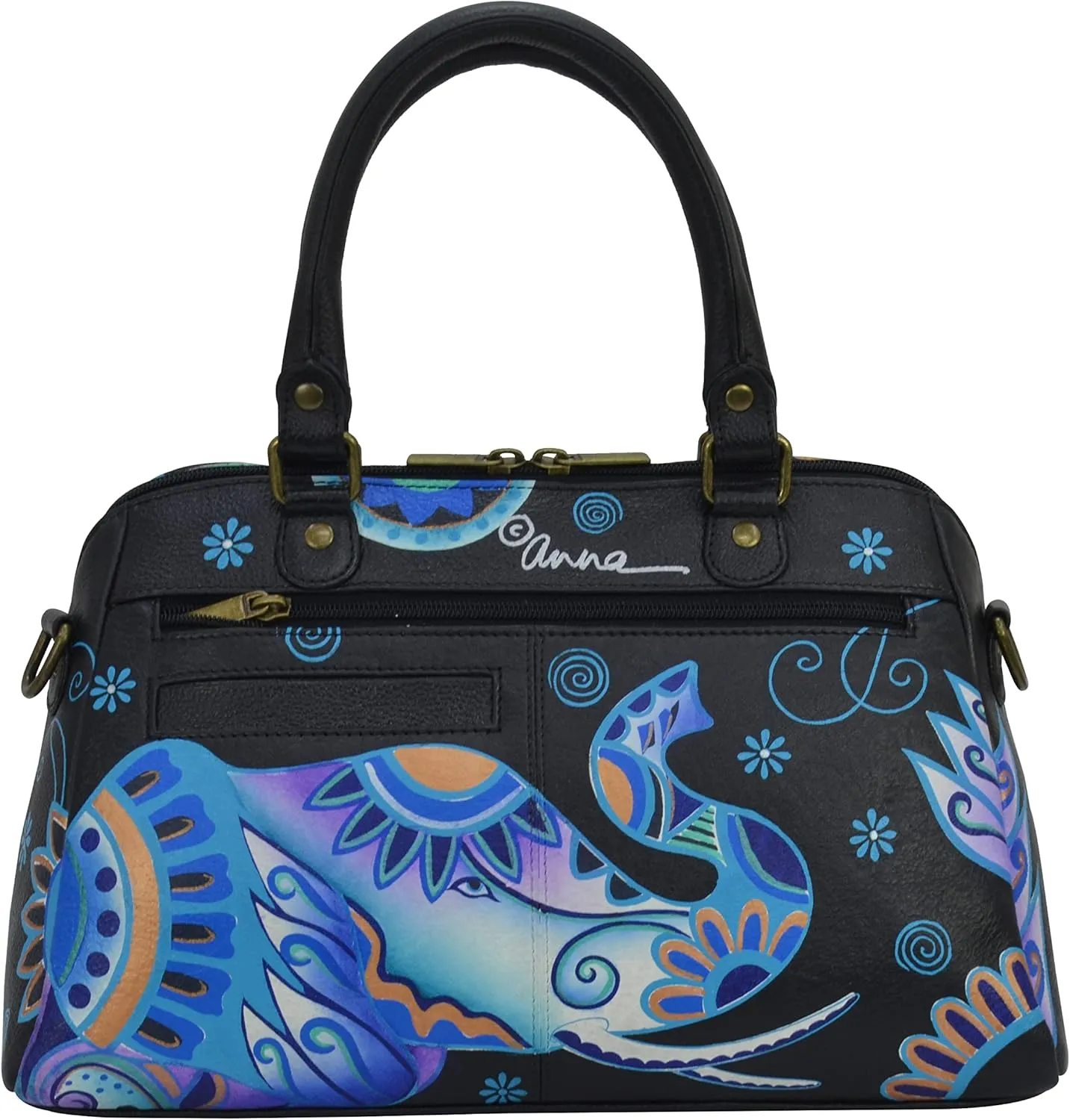 Anna by Anuschka Women's Hand-Painted Leather Wide Organizer Satchel