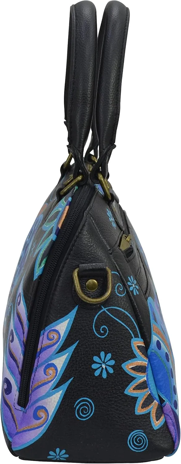 Anna by Anuschka Women's Hand-Painted Leather Wide Organizer Satchel