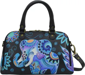Anna by Anuschka Women's Hand-Painted Leather Wide Organizer Satchel