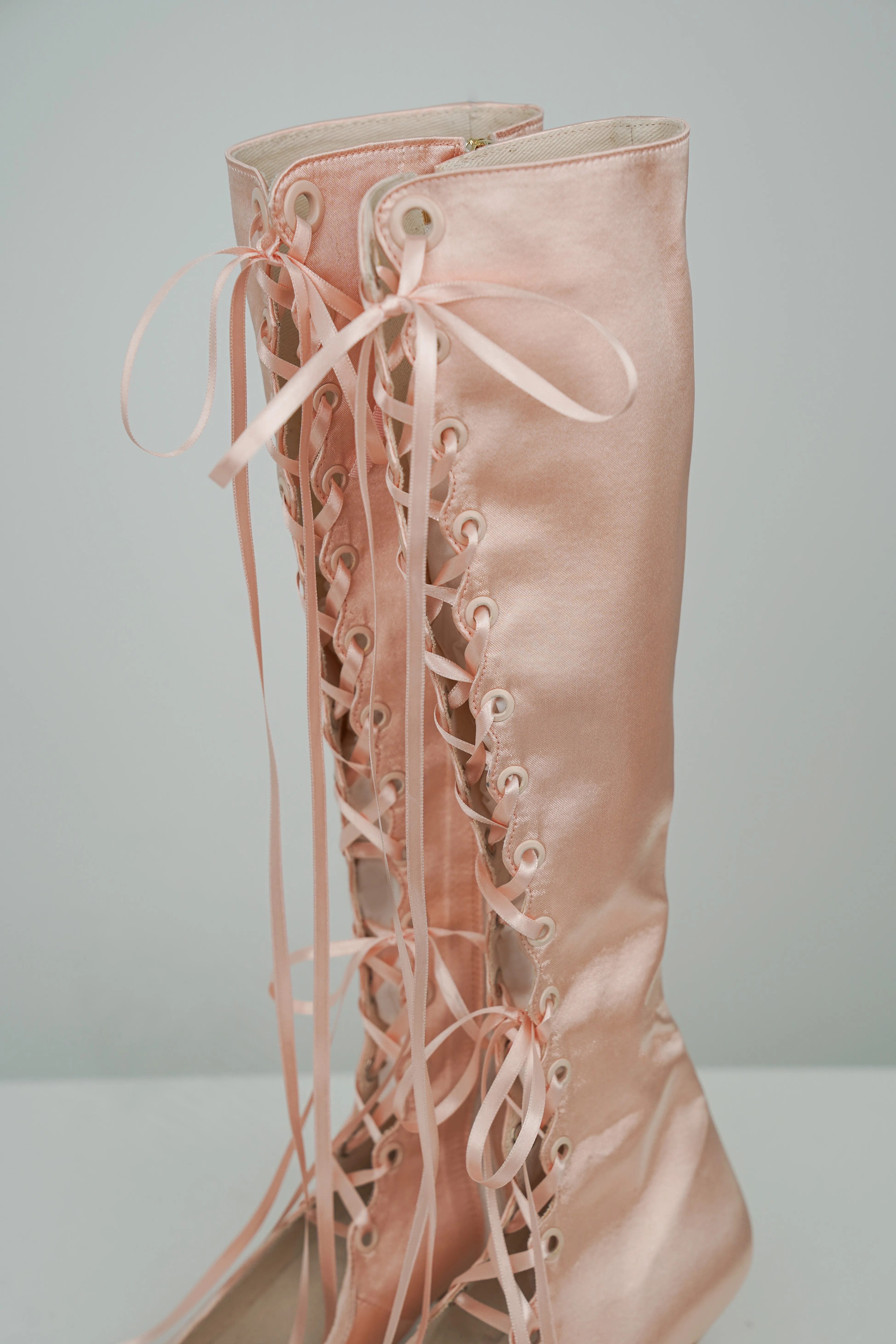 Antoinette Boots in Ballet Pink Satin