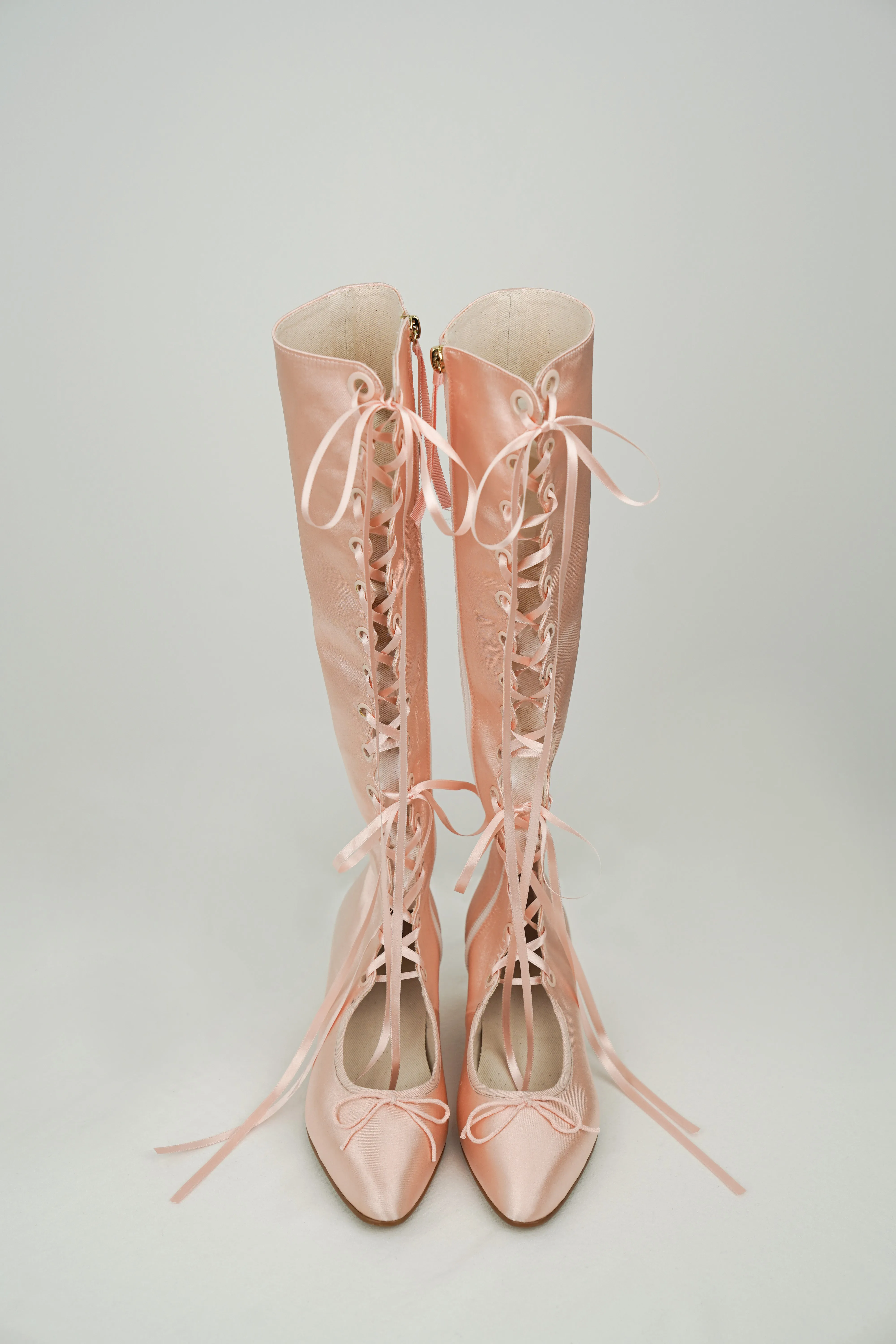 Antoinette Boots in Ballet Pink Satin
