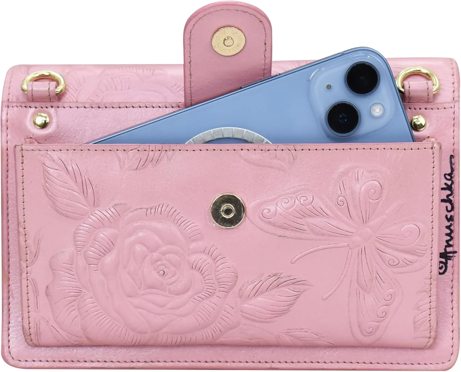 Anuschka Women's Original Hand-Painted Leather 4-in-1 Organizer Crossbody