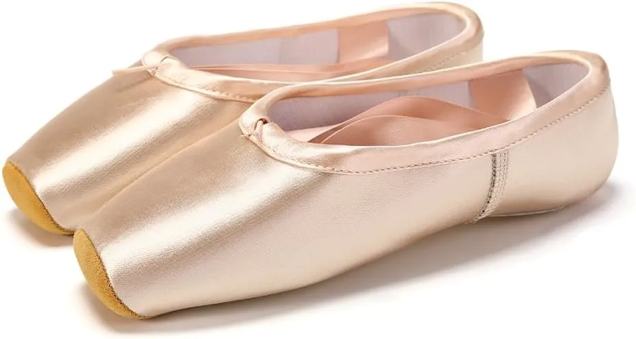 AOQUNFS Girls Ballet Pointe Shoes Satin Professional Dance Shoes Sewn Ribbon for Women,NTL