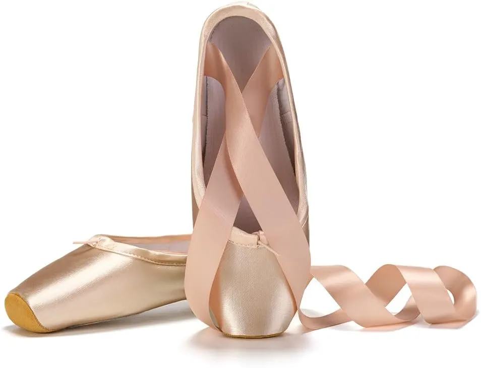 AOQUNFS Girls Ballet Pointe Shoes Satin Professional Dance Shoes Sewn Ribbon for Women,NTL