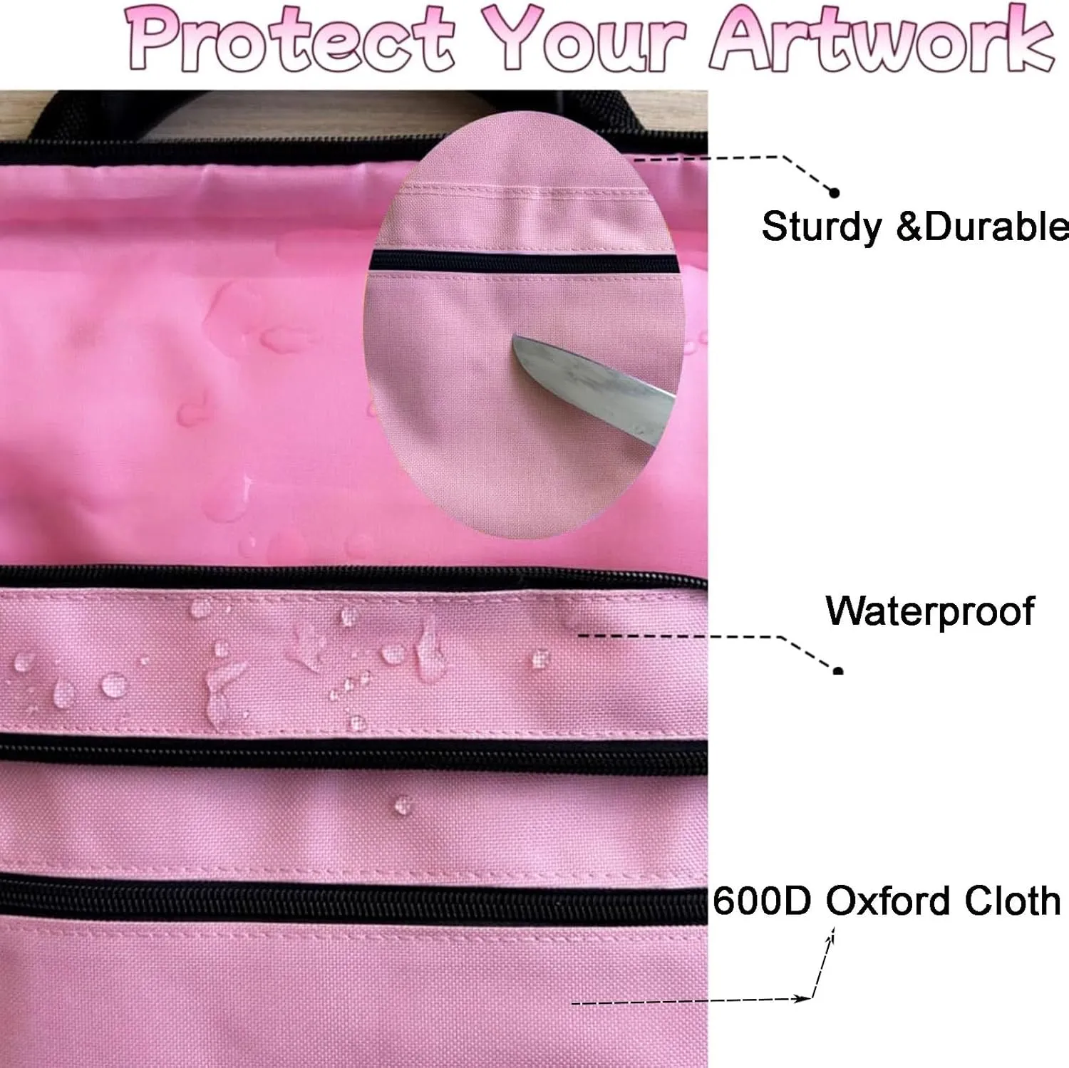 Aphse 19 * 23 Art Portfolio Bag, Art Portfolio Case with Nylon Shoulder, Light Weight Waterproof Poster Board Storage Bag, Portfolio Folder for Artwork(Pink, 19 inches x 23 inches)