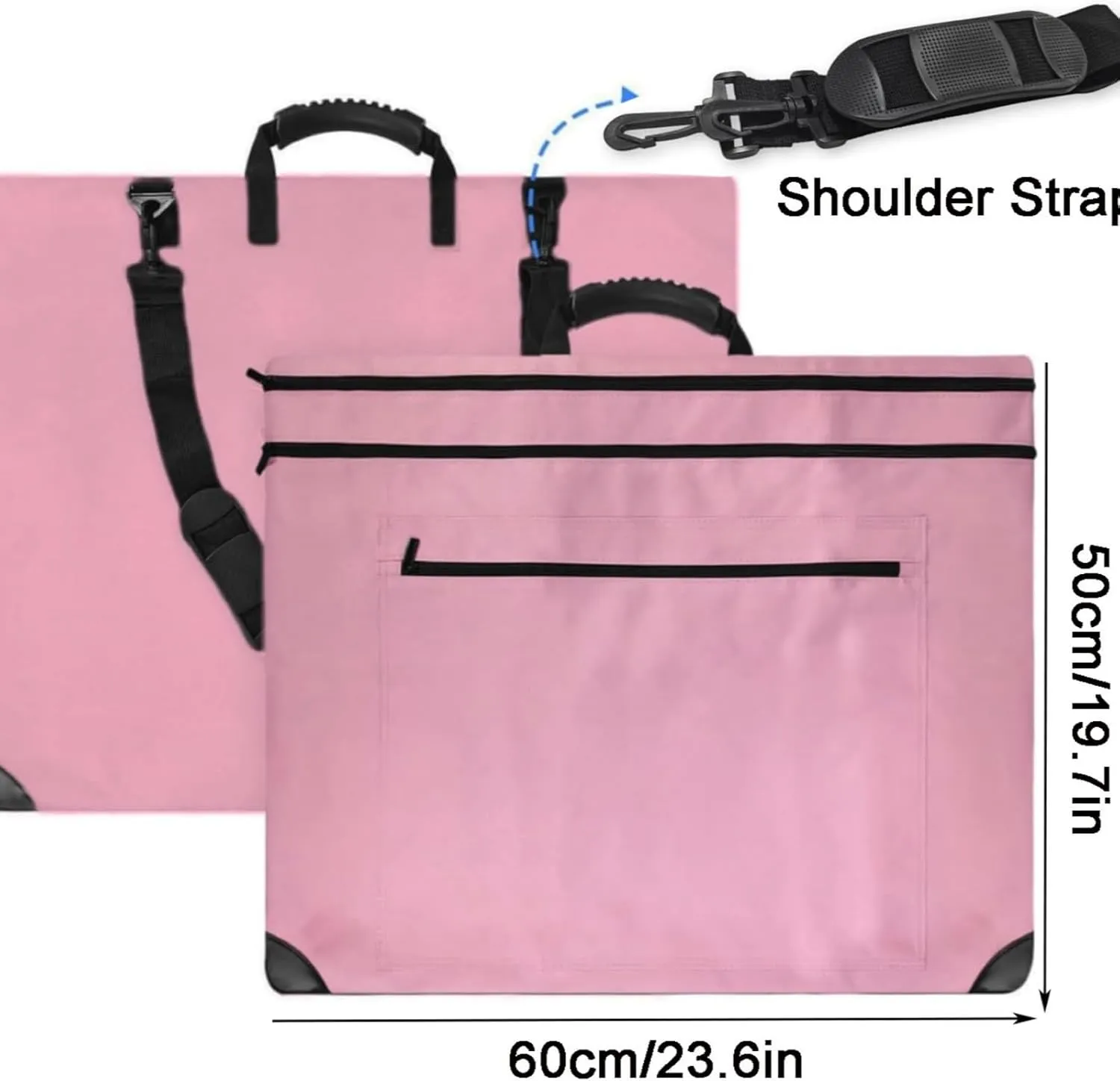 Aphse 19 * 23 Art Portfolio Bag, Art Portfolio Case with Nylon Shoulder, Light Weight Waterproof Poster Board Storage Bag, Portfolio Folder for Artwork(Pink, 19 inches x 23 inches)