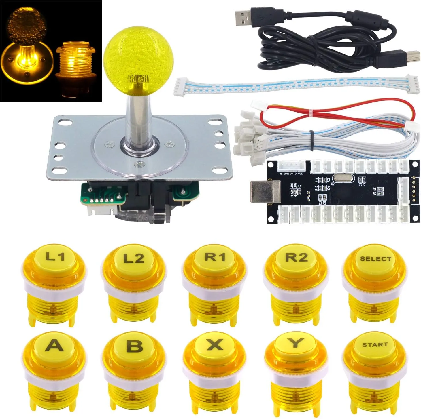 Arcade Game LED DIY Kit Mechanical Keyboard Switch Arcade LED Button LED Joystick Controller Zero Delay USB Encoder for PC MAME Retropie JAMMA